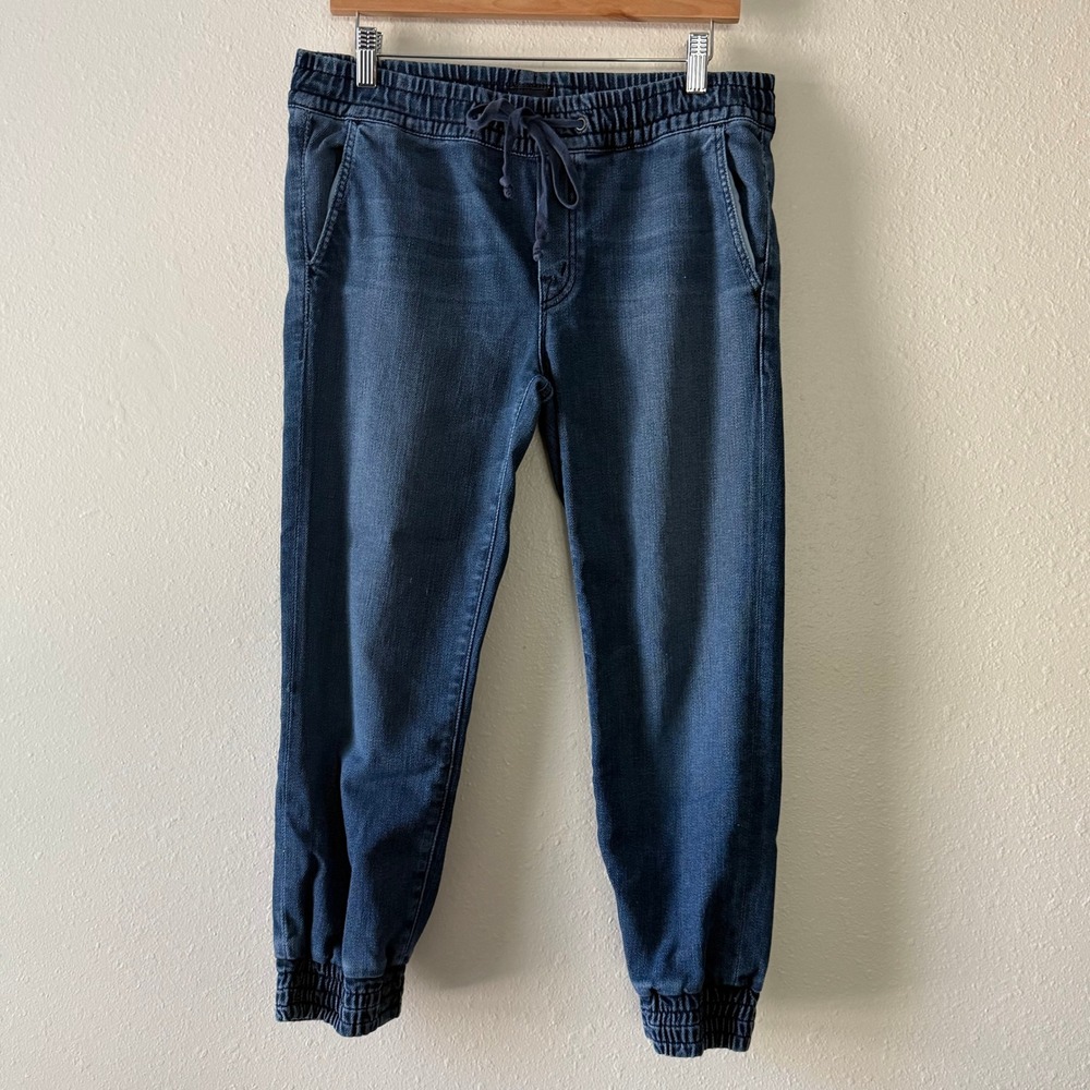 Mother Drawstring Crop Trainer Denim Joggers Blue 1561-367 Womens 25